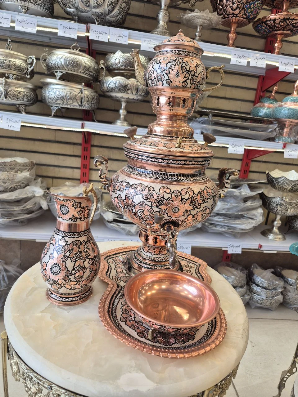 ست سماور نقره کوب ۵ لیتری